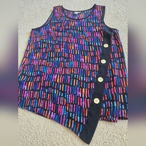 🌈 Spense Asymmetrical Faux Button Sleeveless Blouse Size Small Medium